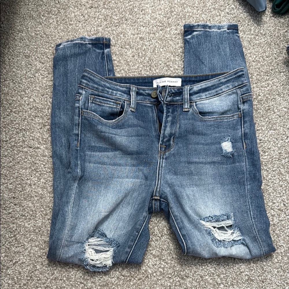 Flying Monkey Blue Skinny Distressed Jeans